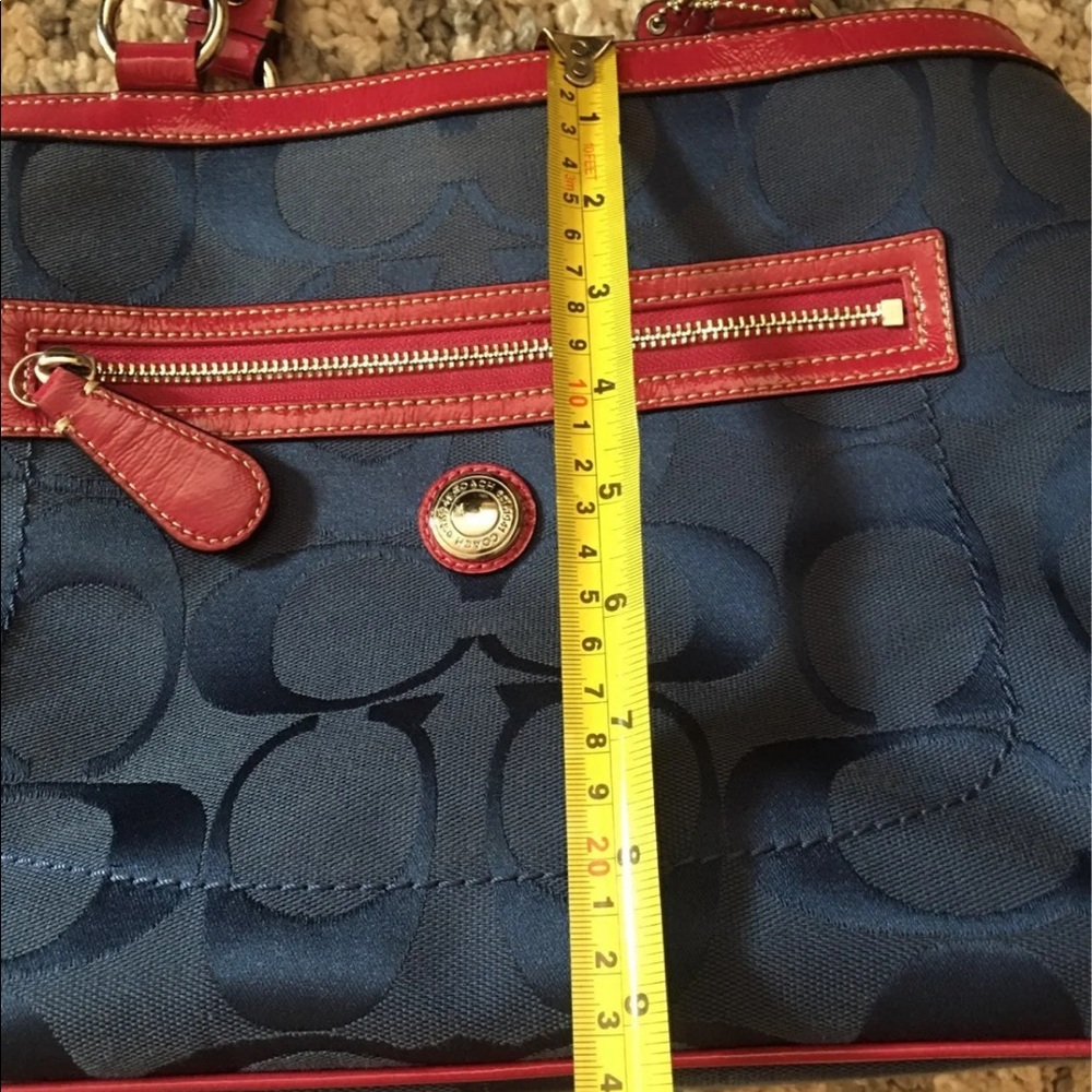 Coach Navy Signature Tote with Hot Pink Trim - Picture 9 of 16